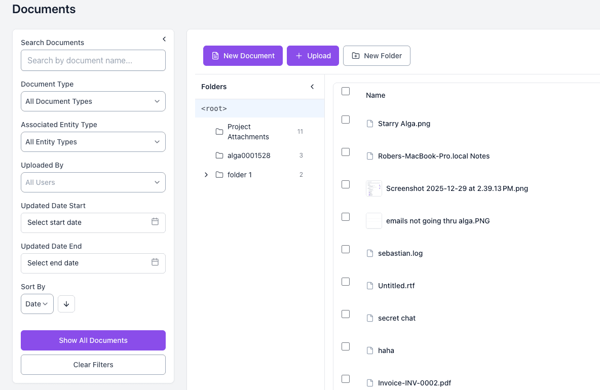 Centralized Document Uploads and Storage
